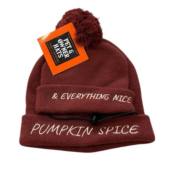 Pumpkin Spice Everything Nice Matching Dog Human Hats Beanies NWT Gift - Picture 1 of 7